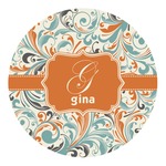 Orange & Blue Leafy Swirls Round Decal - Large (Personalized)