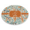 Orange & Blue Leafy Swirls Round Stone Trivet - Angle View