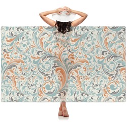 Orange & Blue Leafy Swirls Sheer Sarong