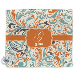 Orange & Blue Leafy Swirls Security Blankets - Double Sided (Personalized)