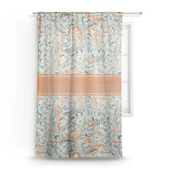 Orange & Blue Leafy Swirls Sheer Curtain