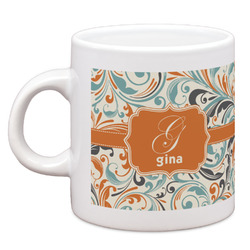 Orange & Blue Leafy Swirls Espresso Cup (Personalized)