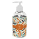 Orange & Blue Leafy Swirls Plastic Soap / Lotion Dispenser (8 oz - Small - White) (Personalized)