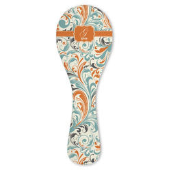 Orange & Blue Leafy Swirls Ceramic Spoon Rest (Personalized)