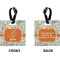 Orange & Blue Leafy Swirls Square Luggage Tag (Front + Back)