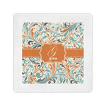 Orange & Blue Leafy Swirls Standard Cocktail Napkins (Personalized)