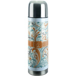 Orange & Blue Leafy Swirls Stainless Steel Thermos (Personalized)