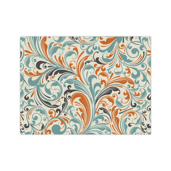 Custom Orange & Blue Leafy Swirls Medium Tissue Papers Sheets - Heavyweight