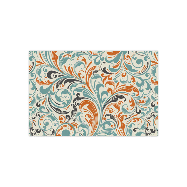 Custom Orange & Blue Leafy Swirls Small Tissue Papers Sheets - Heavyweight