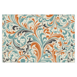 Orange & Blue Leafy Swirls X-Large Tissue Papers Sheets - Heavyweight