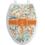 Orange & Blue Leafy Swirls Toilet Seat Decal - Elongated (Personalized)