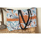 Orange & Blue Leafy Swirls Tote w/Black Handles - Lifestyle View