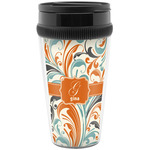 Orange & Blue Leafy Swirls Acrylic Travel Mug without Handle (Personalized)