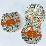 Orange & Blue Leafy Swirls Burp Pads - Velour - Set of 2 w/ Name and Initial