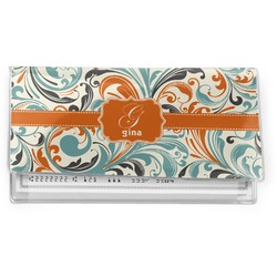 Orange & Blue Leafy Swirls Vinyl Checkbook Cover (Personalized)