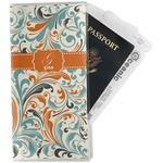 Orange & Blue Leafy Swirls Travel Document Holder