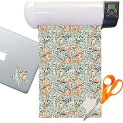 Orange & Blue Leafy Swirls Sticker Vinyl Sheet (Permanent)