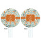 Orange & Blue Leafy Swirls White Plastic 7" Stir Stick - Double Sided - Round - Front & Back