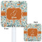 Orange & Blue Leafy Swirls White Plastic Stir Stick - Double Sided - Approval