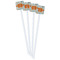 Orange & Blue Leafy Swirls White Plastic Stir Stick - Double Sided - Square - Front