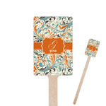 Orange & Blue Leafy Swirls 6.25" Rectangle Wooden Stir Sticks - Double Sided (Personalized)