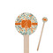 Orange & Blue Leafy Swirls Wooden 7.5" Stir Stick - Round - Closeup