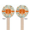 Orange & Blue Leafy Swirls Wooden 7.5" Stir Stick - Round - Double Sided - Front & Back