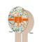 Orange & Blue Leafy Swirls Wooden Food Pick - Oval - Single Sided - Front & Back