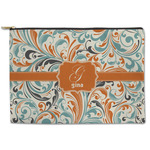 Orange & Blue Leafy Swirls Zipper Pouch (Personalized)