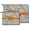 Orange & Blue Leafy Swirls Zippered Pouches - Size Comparison