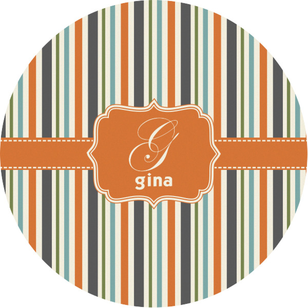 Custom Orange & Blue Stripes Multipurpose Round Labels - 1" (Personalized)