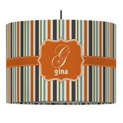 Orange & Blue Stripes 16" Drum Pendant Lamp - Fabric (Personalized)