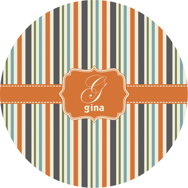 Custom Orange & Blue Stripes Multipurpose Round Labels - Custom Sized (Personalized)