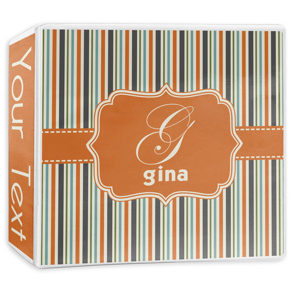 Custom Orange & Blue Stripes 3-Ring Binder - 3 inch (Personalized)