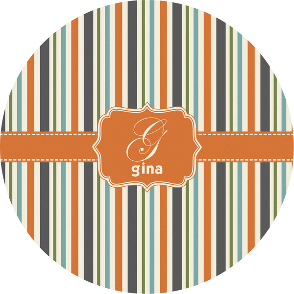 Custom Orange & Blue Stripes Multipurpose Round Labels - 5" (Personalized)