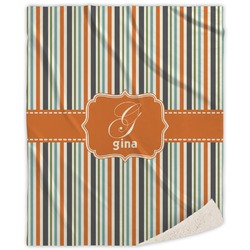 Orange & Blue Stripes Sherpa Throw Blanket - 50"x60" (Personalized)