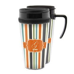 Orange & Blue Stripes Acrylic Travel Mug (Personalized)