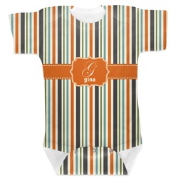 Orange & Blue Stripes Baby Bodysuit 0-3 (Personalized)