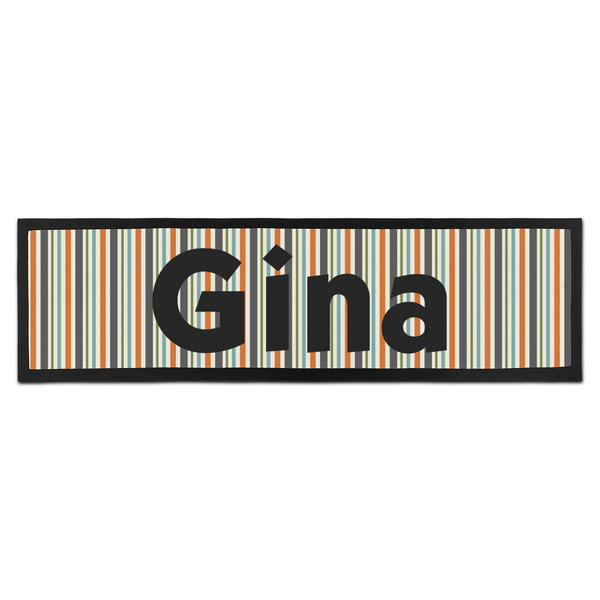 Custom Orange & Blue Stripes Bar Mat - Large (Personalized)