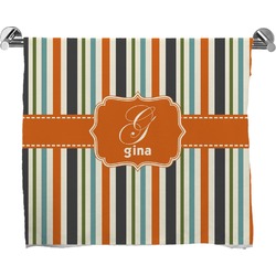 Orange & Blue Stripes Bath Towel (Personalized)