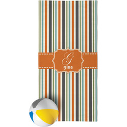 Orange & Blue Stripes Beach Towel (Personalized)