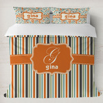 Orange & Blue Stripes Duvet Cover Set - King (Personalized)