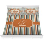 Orange & Blue Stripes Comforter Set - King (Personalized)