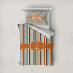 Orange & Blue Stripes Duvet Cover Set - Twin (Personalized)