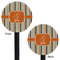 Orange & Blue Stripes Black Plastic 5.5" Stir Stick - Double Sided - Round - Front & Back