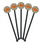 Orange & Blue Stripes Black Plastic 5.5" Stir Stick - Round - Fan View