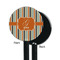 Orange & Blue Stripes Black Plastic 5.5" Stir Stick - Single Sided - Round - Front & Back