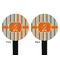 Orange & Blue Stripes Black Plastic 7" Stir Stick - Double Sided - Round - Front & Back