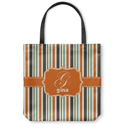 Orange & Blue Stripes Canvas Tote Bag - Medium - 16"x16" (Personalized)