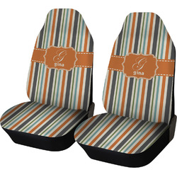 Orange & Blue Stripes Car Seat Covers (Set of Two) (Personalized)